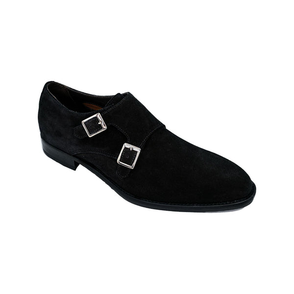 Giovacchini By Belvedere Italian Shoes Double Monk Strap Suede Black Francesco