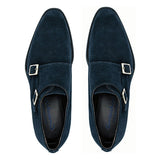 Giovacchini By Belvedere Italian Shoes Double Monk Strap Suede Navy Francesco