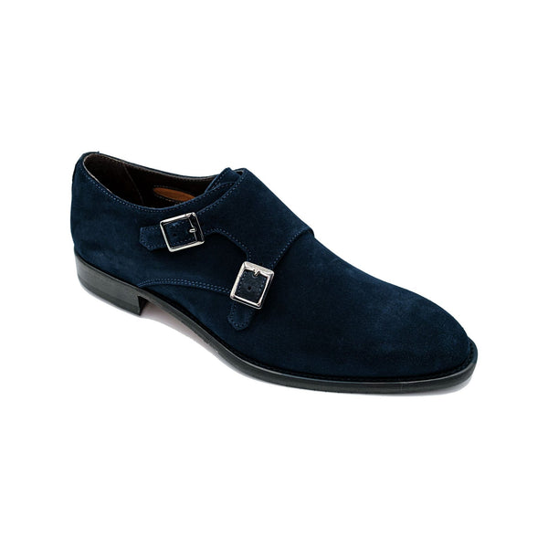 Giovacchini By Belvedere Italian Shoes Double Monk Strap Suede Navy Francesco