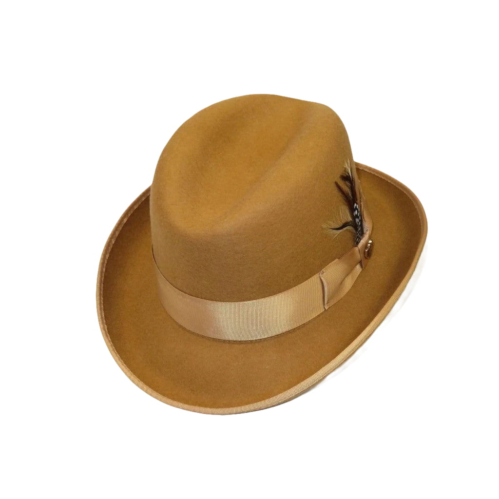 Men Bruno Capelo Dress Hat Australian Wool Homburg Godfather GF103 Camel Tan