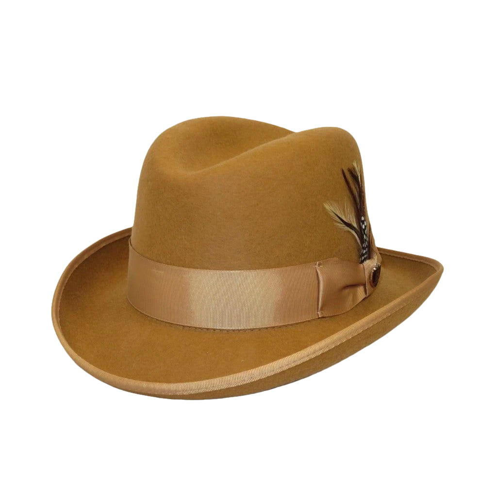 Men Bruno Capelo Dress Hat Australian Wool Homburg Godfather GF103 Camel Tan