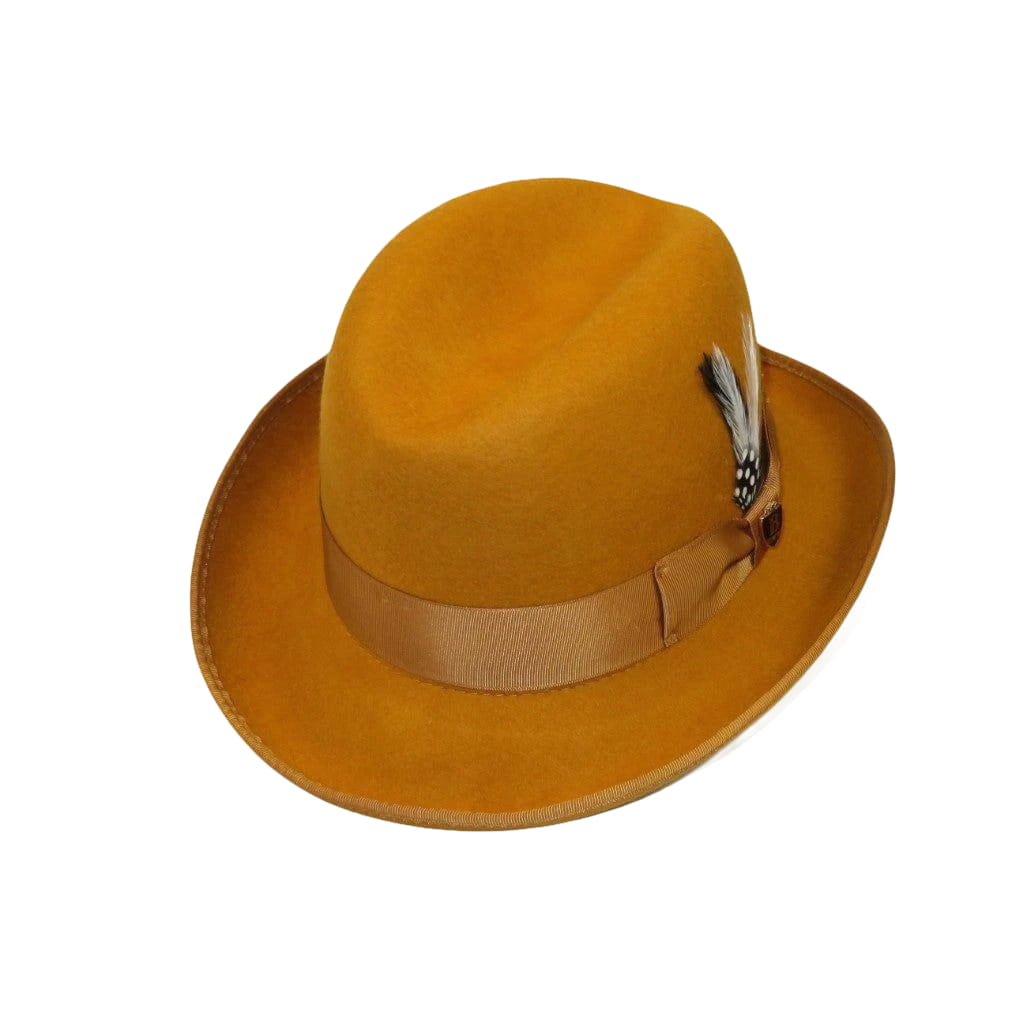 Men Bruno Capelo Dress Formal Hat Australian Wool Homburg Godfather GF114 Gold