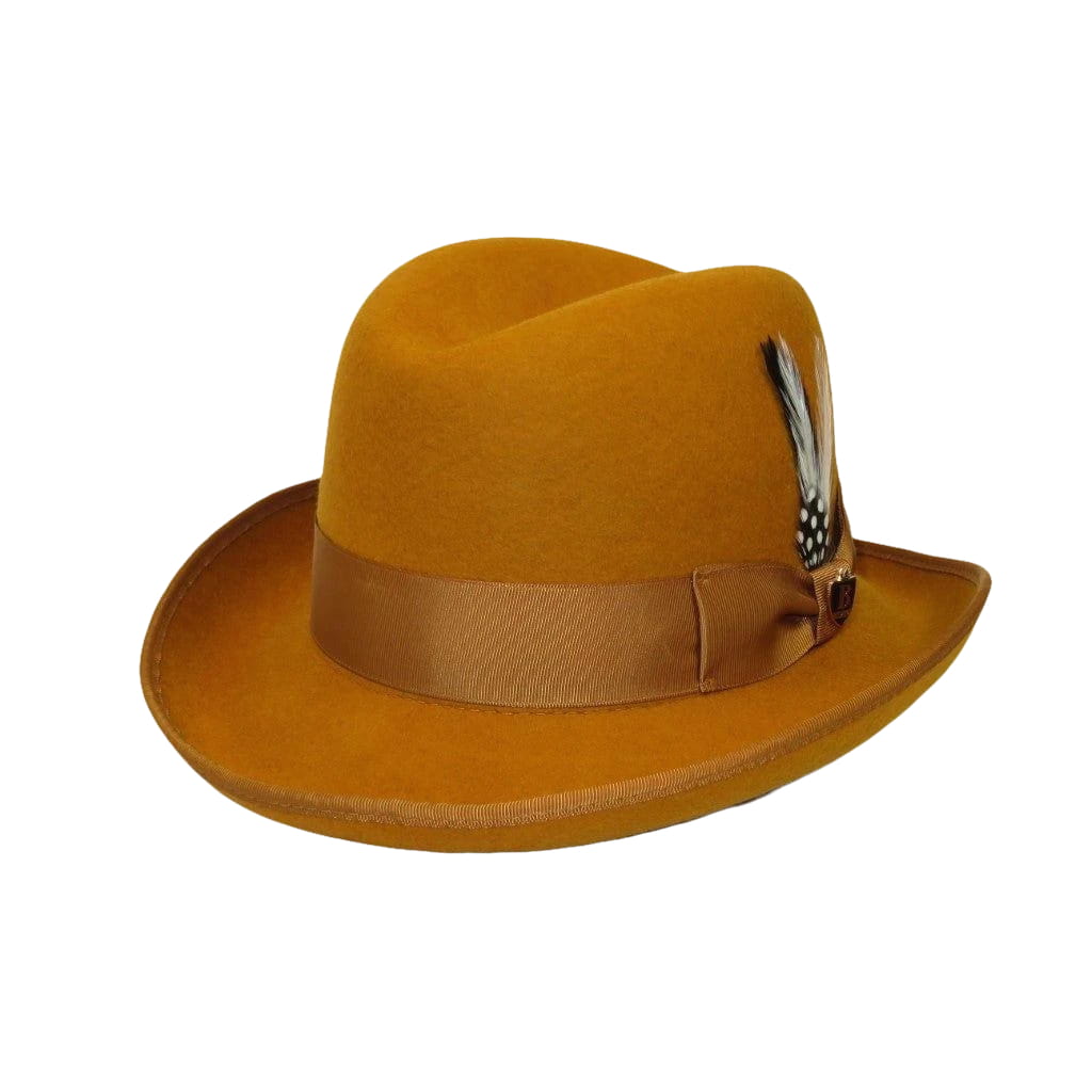 Men Bruno Capelo Dress Formal Hat Australian Wool Homburg Godfather GF114 Gold