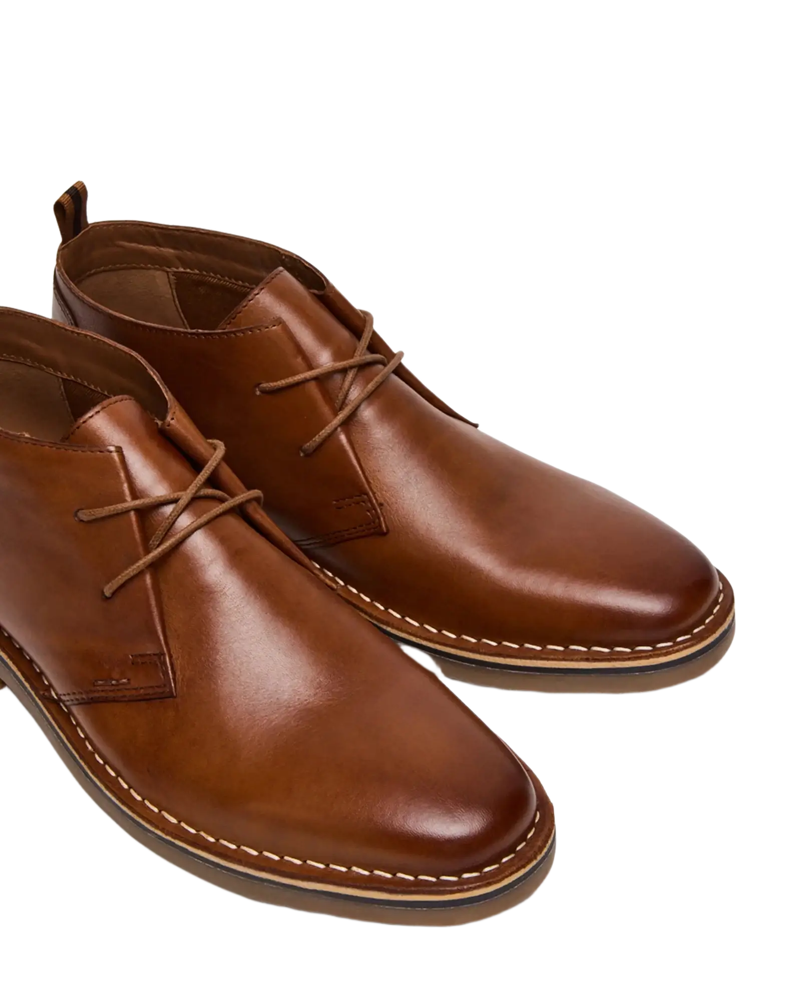 Men's Steve Madden Chuka Comfort Boot Soft Leather Lace up Harros Tan
