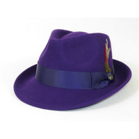 Men BENTLY HEADWEAR Hat Australian Wool Pinch Front Fedora HUDSON HU430 Purple