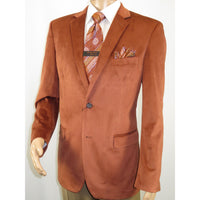Men's Soft Velvet Sport Coat Jacket by BASSIRI Leonardi J1042 Cognac