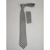 Men's Woven Tie Hankie Set J.Valintin Private Collection SL15 Black White Stripe