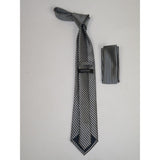 Men's Woven Tie Hankie Set J.Valintin Private Collection R44 Black Silver