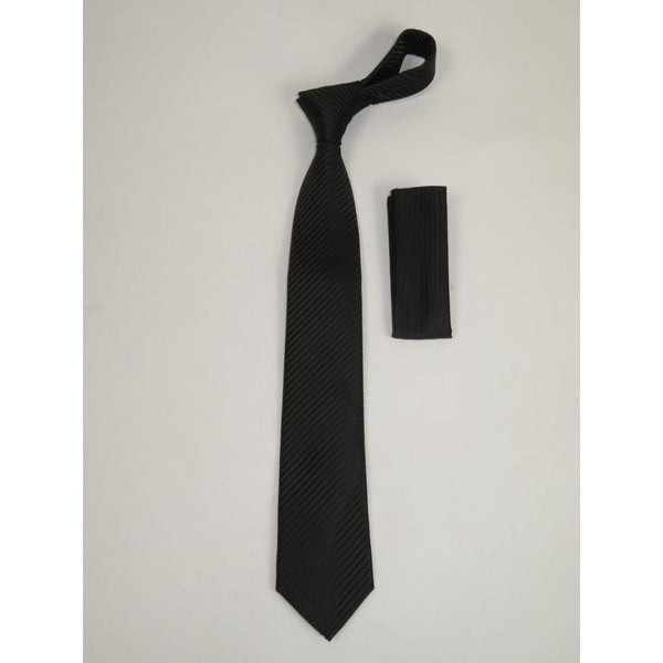 Men's Woven Tie Hankie Set J.Valintin Private Collection R76 Black