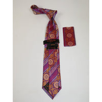 Mens Steven Land 100% Woven Silk Big Knot Tie and Hankie Set BW252,11 Pink Multi
