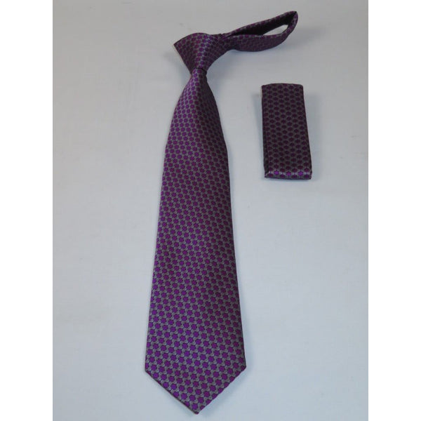 Men's Woven Tie Hankie Set J.Valintin Private Collection R35 Purple Dots