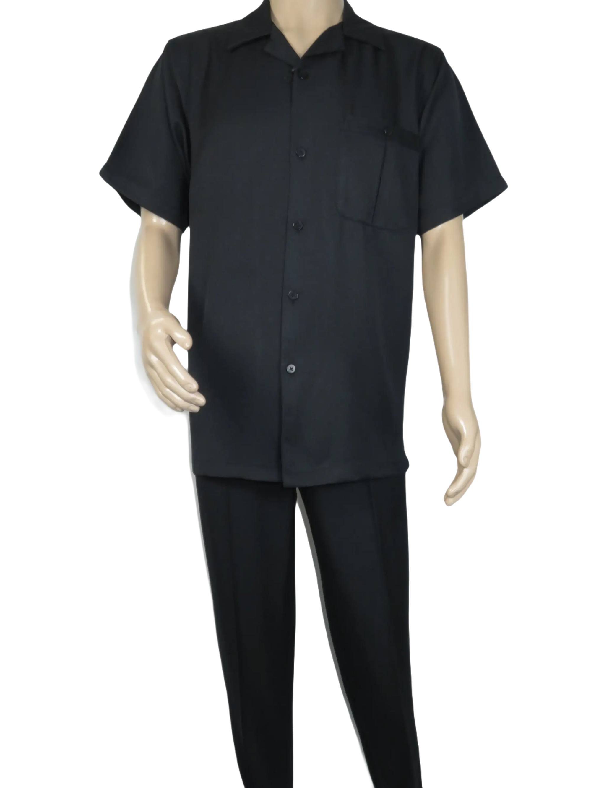 Men 2pc Walking Leisure Suit Short Sleeves By DREAMS 256-001 Black