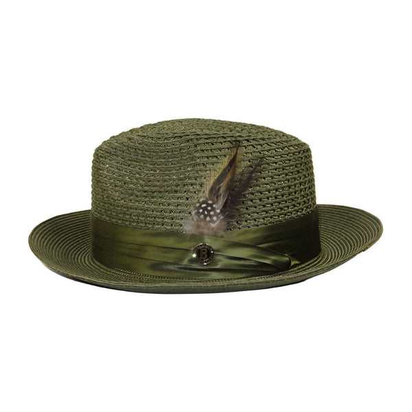Men's Summer Spring Braid Straw style Hat by BRUNO CAPELO JULIAN JU908 Olive