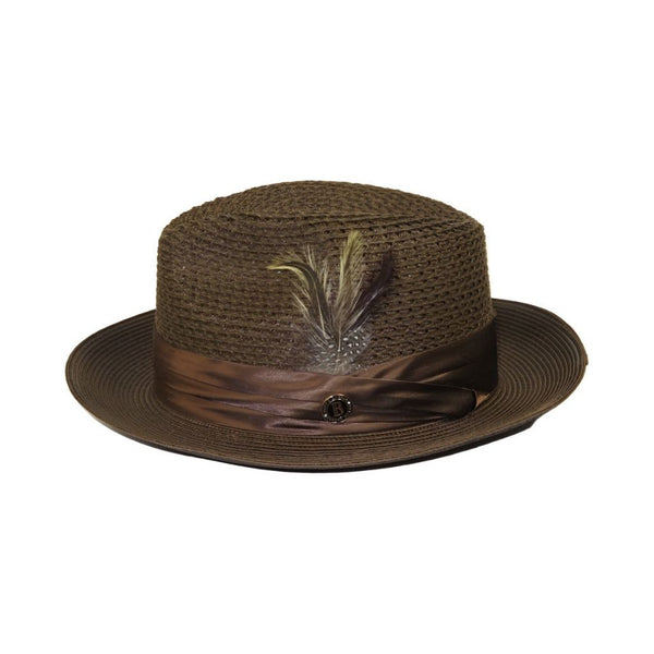 Men's Summer Spring Braid Straw style Hat by BRUNO CAPELO JULIAN JU918 Brown