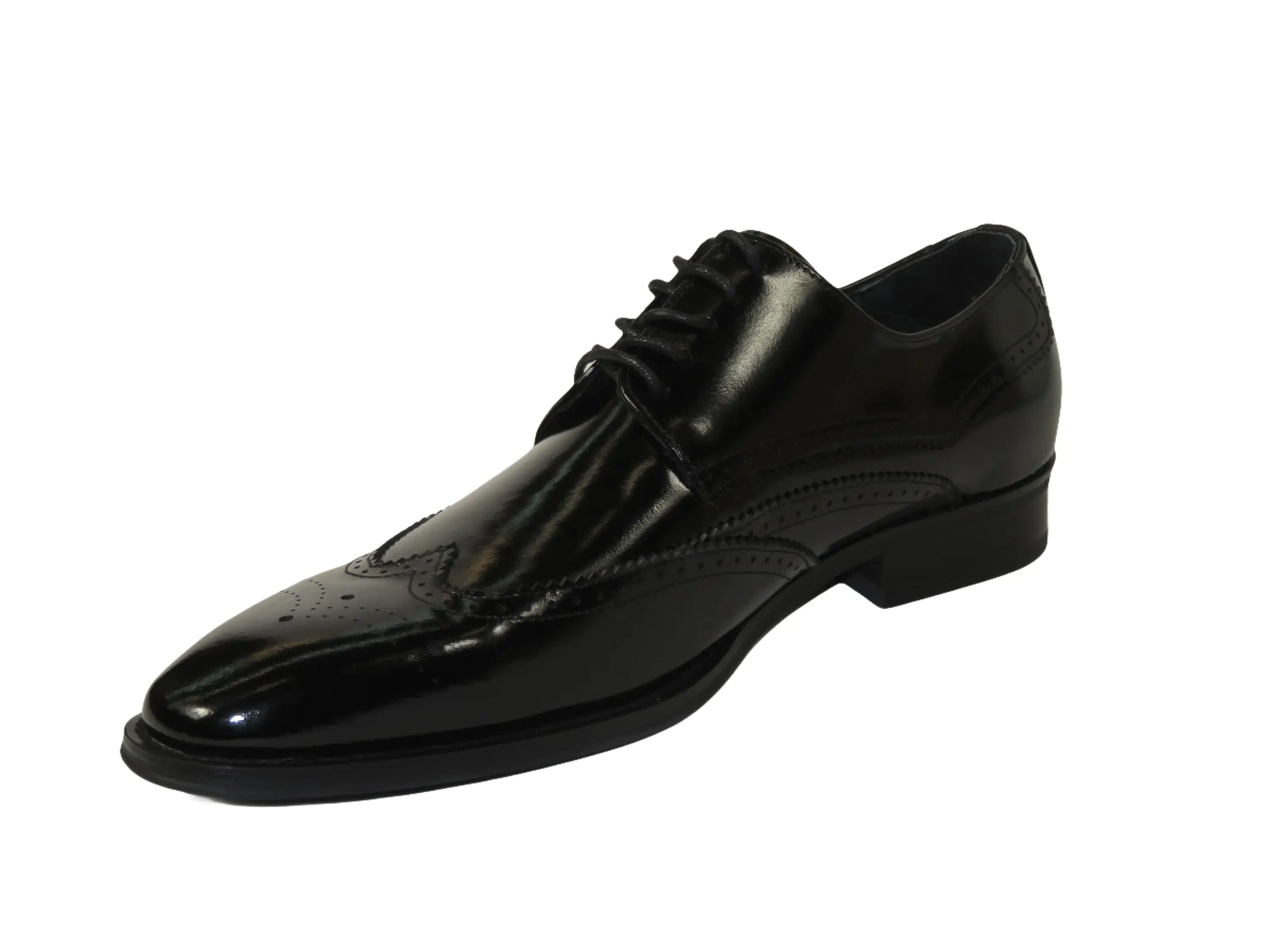 Men's Giovanni Shoes High Quality Leather Wing Tip Derby LINCOLN Black