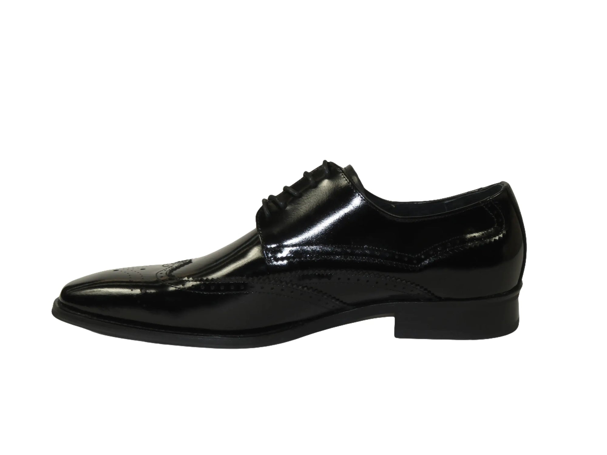 Men's Giovanni Shoes High Quality Leather Wing Tip Derby LINCOLN Black