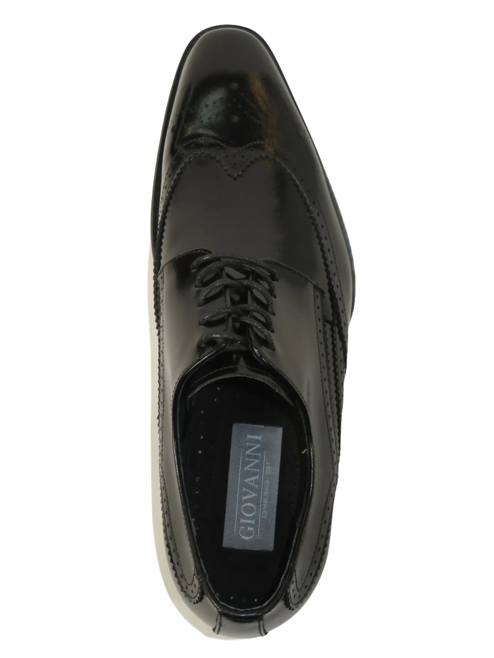 Men's Giovanni Shoes High Quality Leather Wing Tip Derby LINCOLN Black