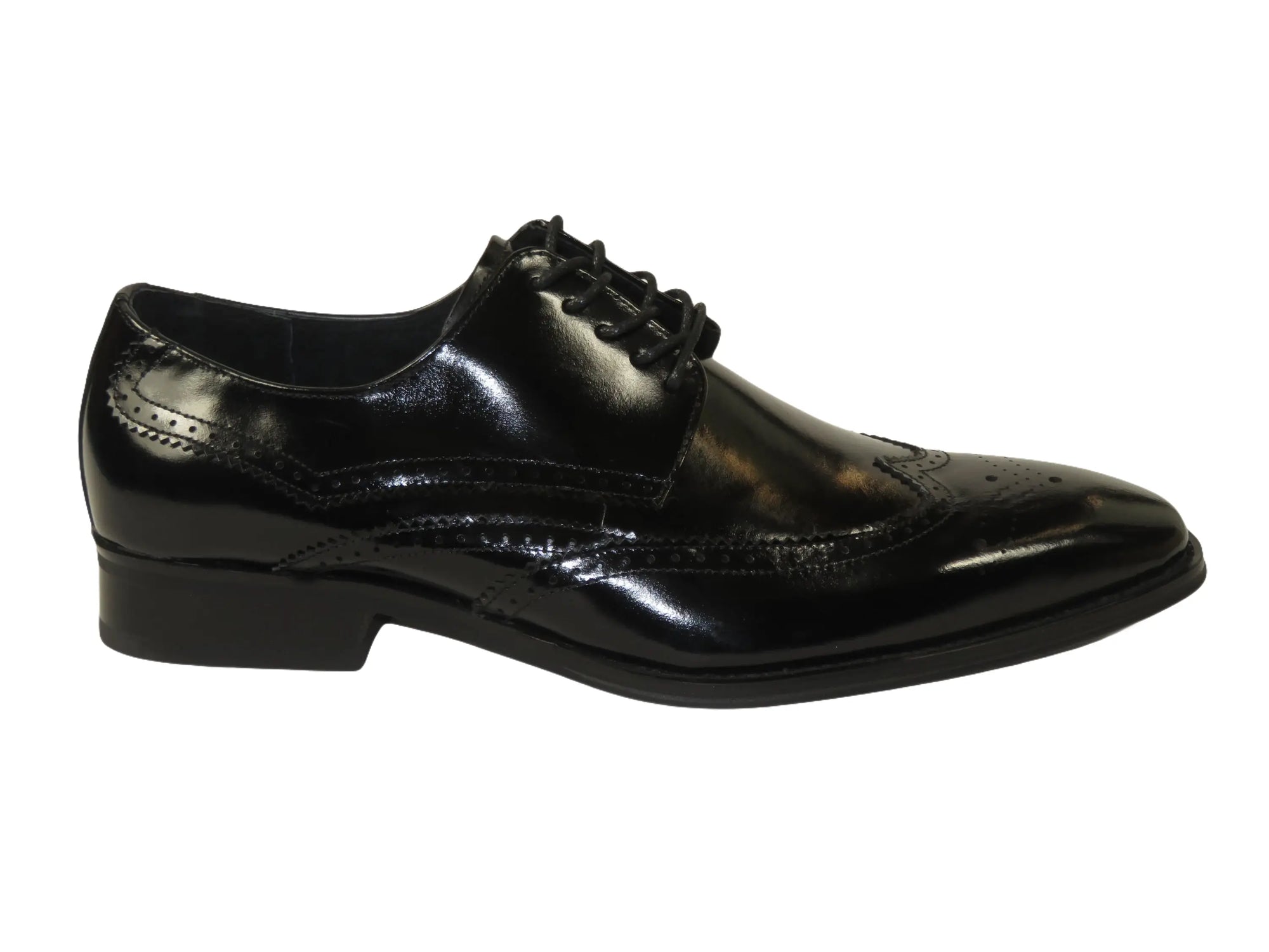 Men's Giovanni Shoes High Quality Leather Wing Tip Derby LINCOLN Black