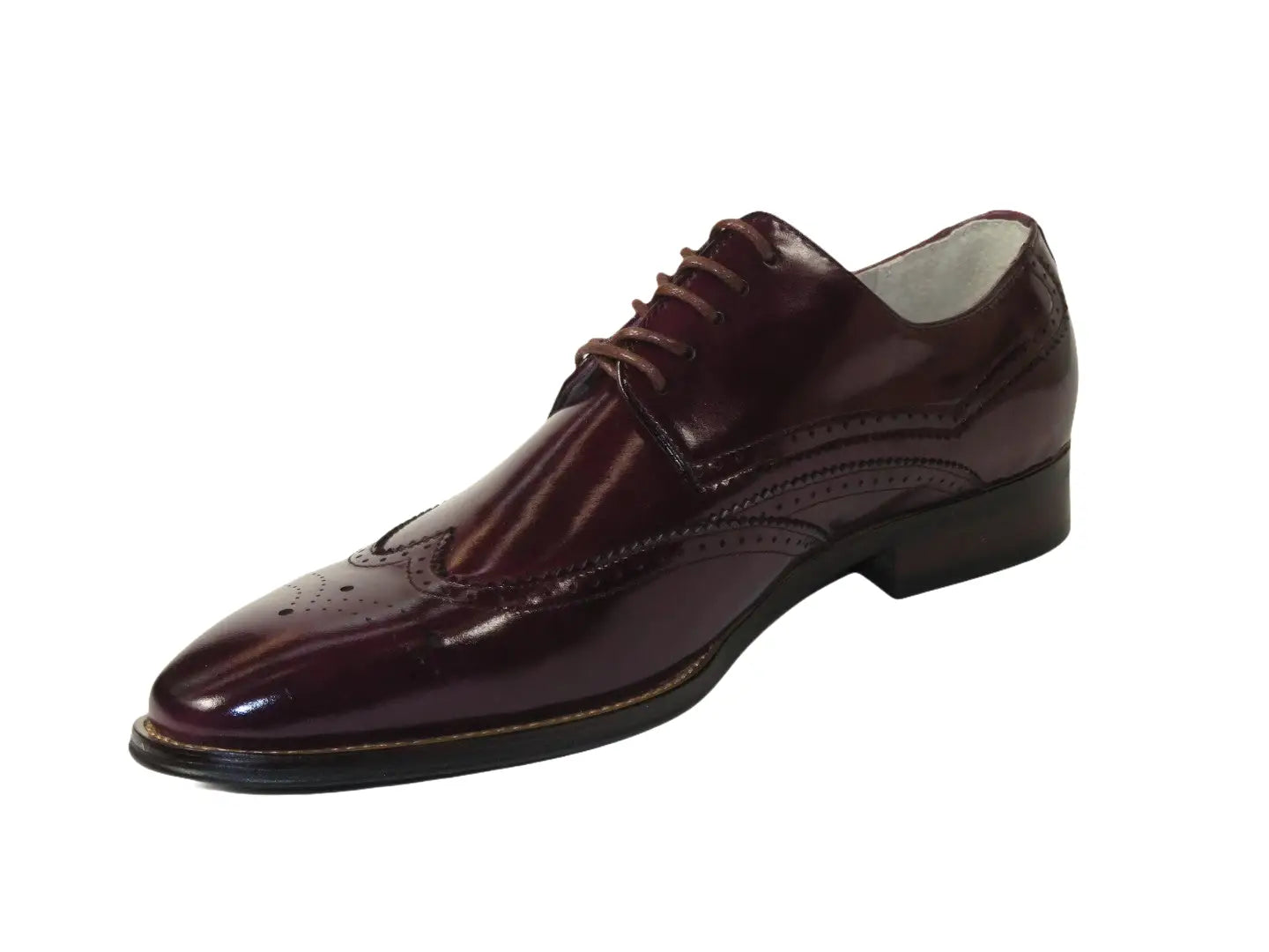 Men's Giovanni Shoes High Quality Leather Wing Tip Derby LINCOLN Burgundy
