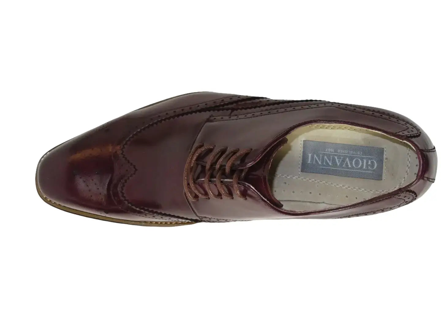 Men's Giovanni Shoes High Quality Leather Wing Tip Derby LINCOLN Burgundy