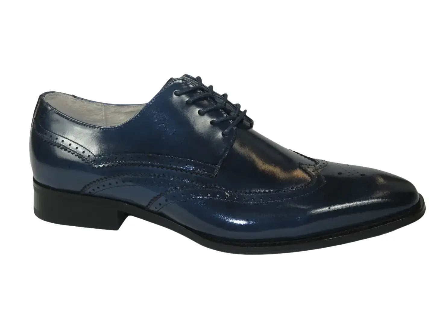 Men's Giovanni Shoes High Quality Leather Wing Tip Derby LINCOLN Navy