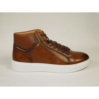 Men's Santino Luciano Ankle High Top Comfort Sneaker Dress Boot S-2452 Cognac