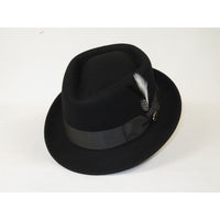 Bruno Capelo Hat Wool Fedora Diamond Crown Santana Stingy Brim SA200 Black