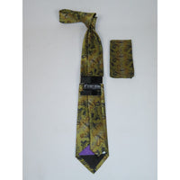 Men's Stacy Adams Tie and Hankie Set Woven Design #Stacy69 Gold