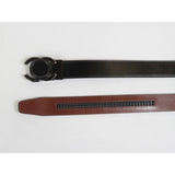 Men VALENTINI Leather Track Belt Medallion Fancy Designer V533-B Black