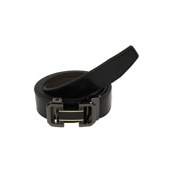Men VALENTINI Leather Track Belt Adjustable Removable Buckle V536 Black