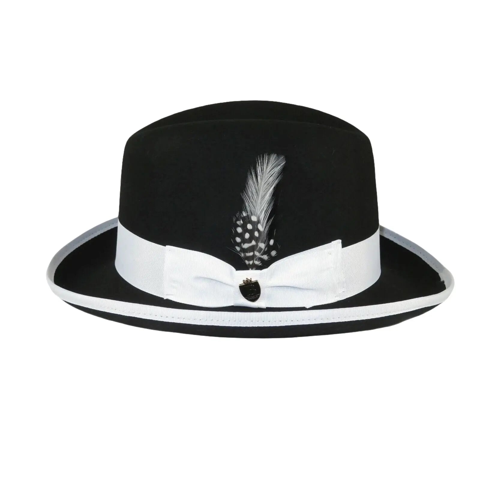 Bruno Capelo Dress Hat Australian Wool Homburg Godfather GF111 Black white - J.Valintin Men's Wear Legend - 19584