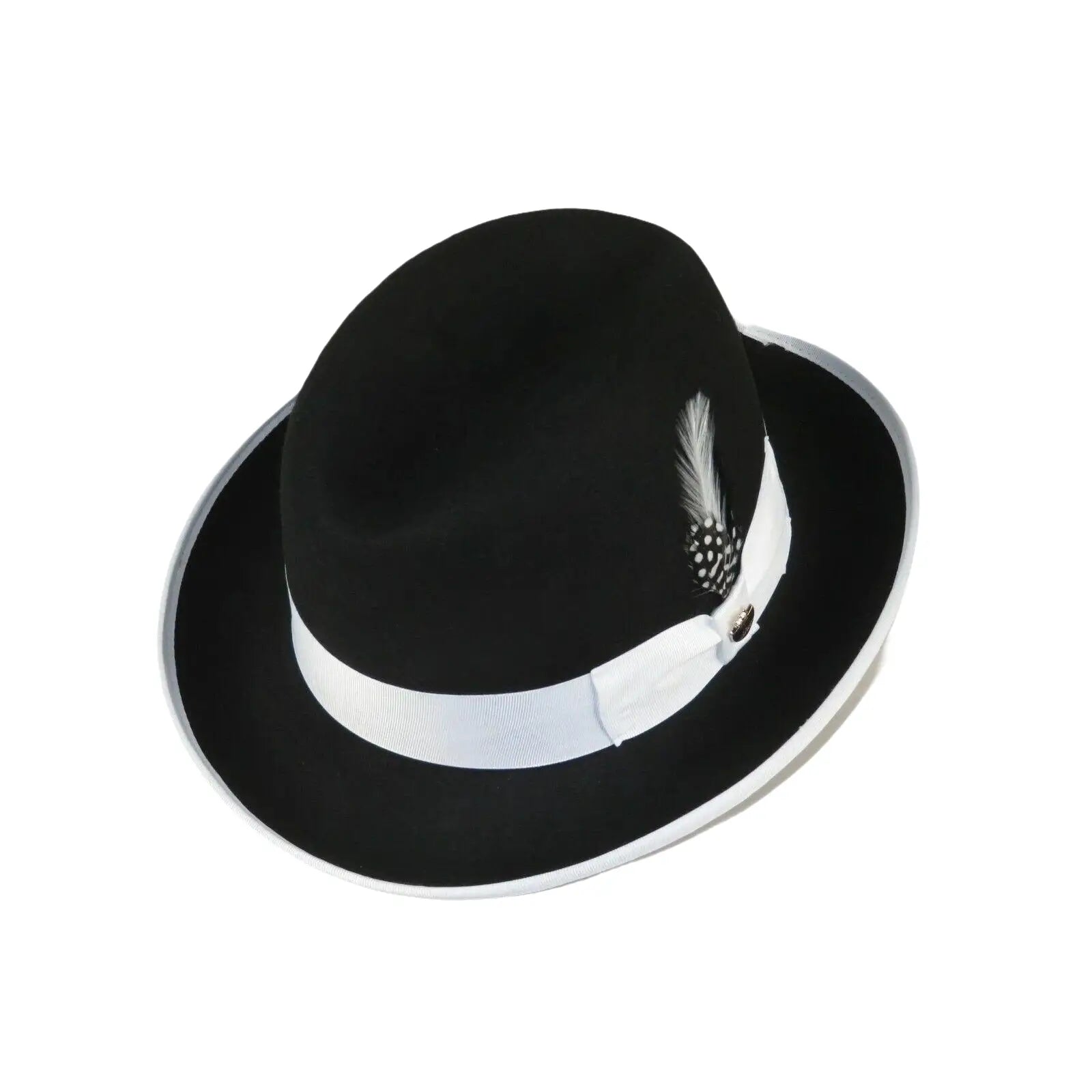 Bruno Capelo Dress Hat Australian Wool Homburg Godfather GF111 Black white - J.Valintin Men's Wear Legend - 19584