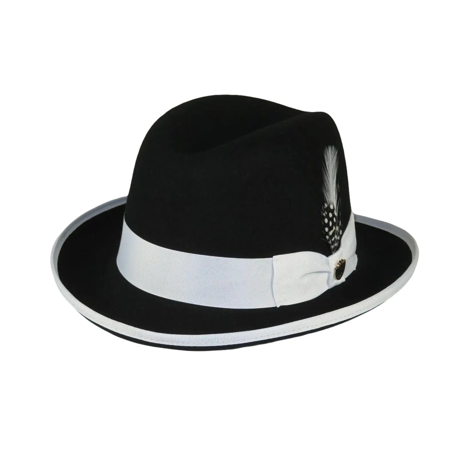 Bruno Capelo Dress Hat Australian Wool Homburg Godfather GF111 Black white - J.Valintin Men's Wear Legend - 19584