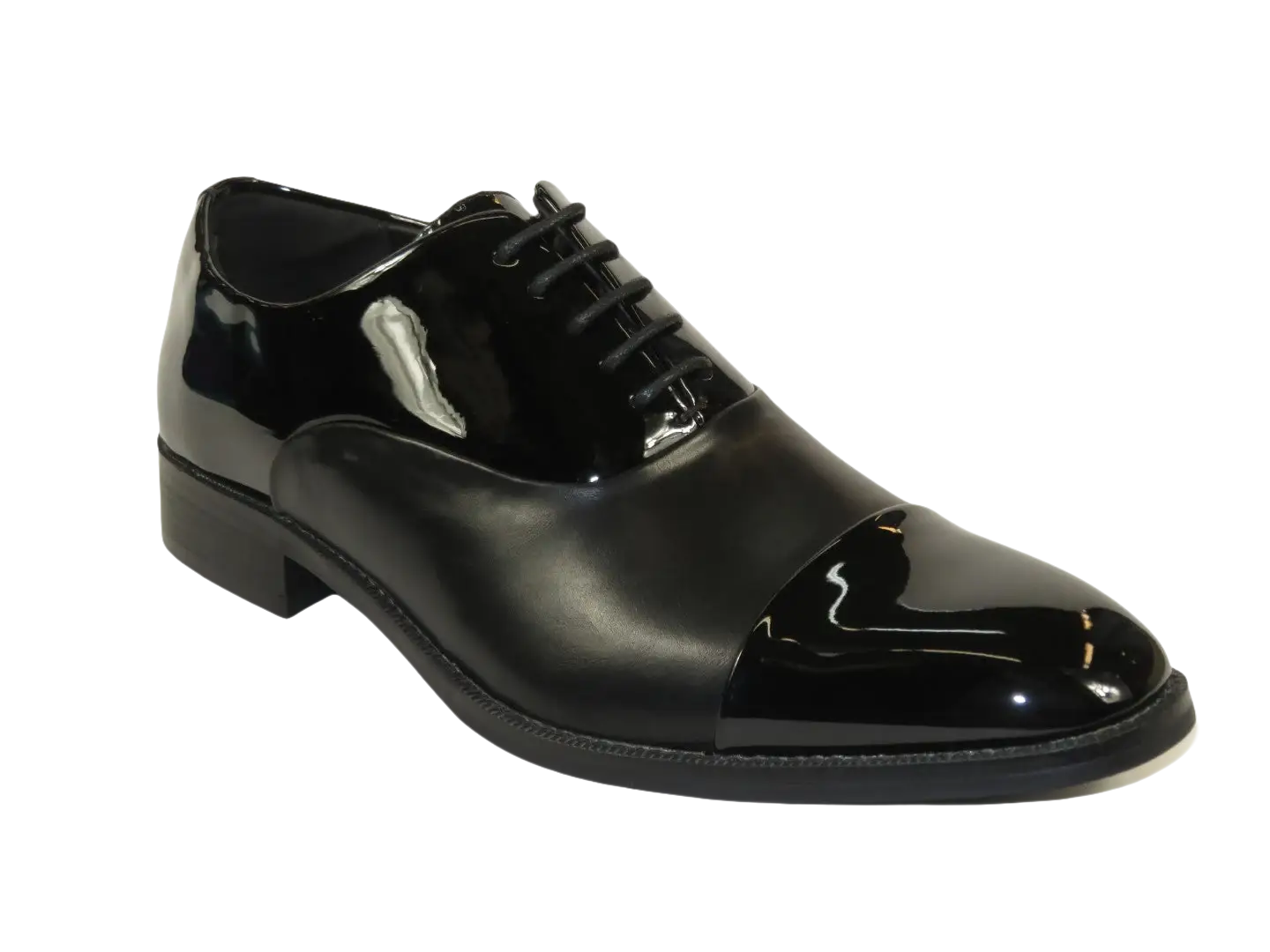 Men Santino Luciano Formal Dress Shoes Patent Leather Shiny Lace up C531 Black