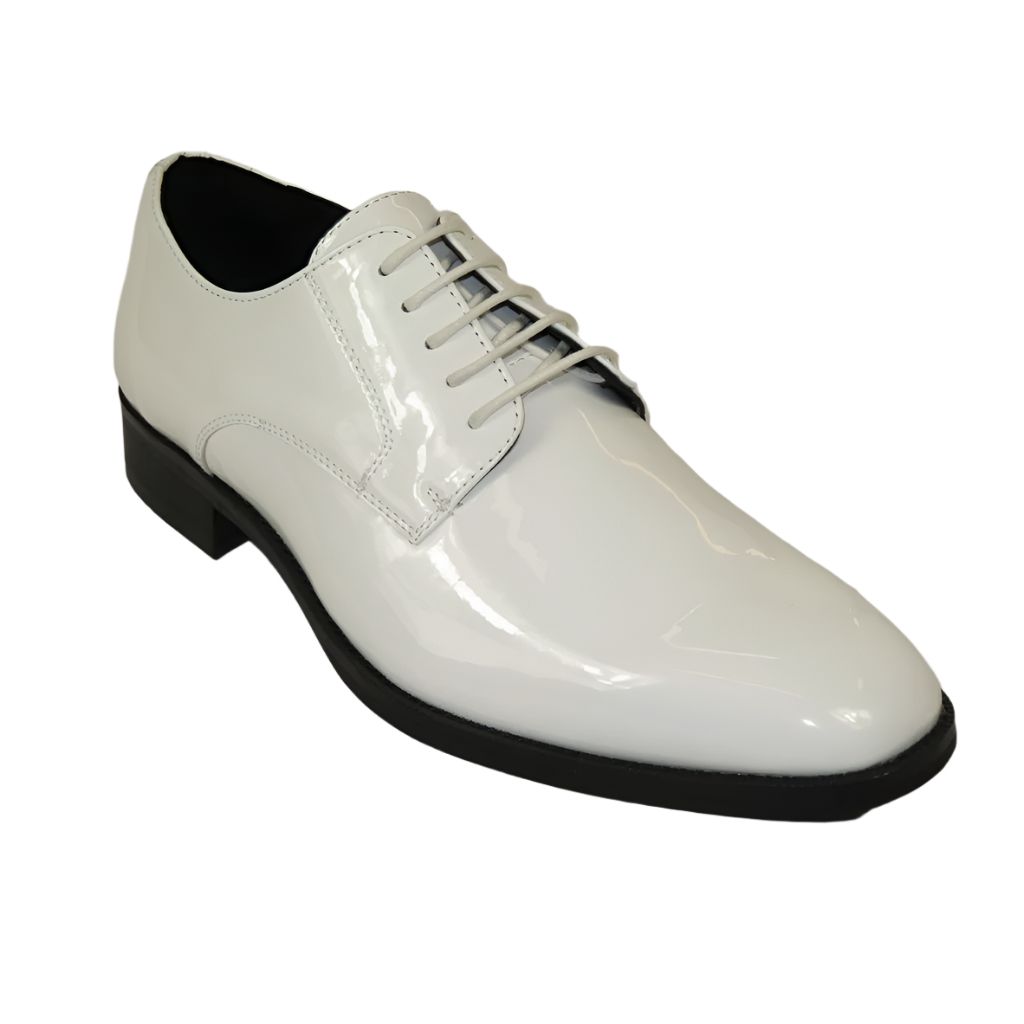 Men Santino Luciano Formal Dress Shoes Patent Leather Shiny Lace up C532 White Men Santino Luciano Formal Dress Shoes Patent Leather Shiny Lace up C532 White