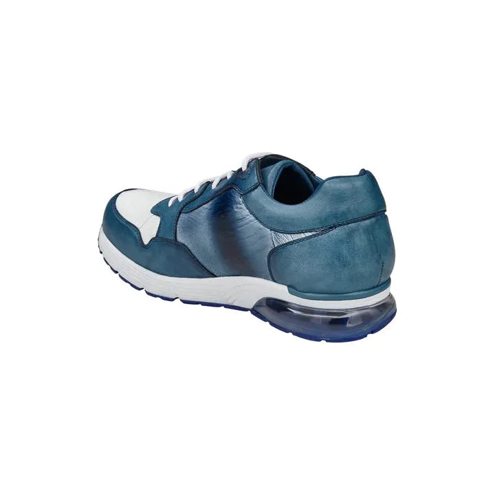 Belvedere Gino Genuine Ostrich,Italian Calf Leather Sneaker Blue White E24