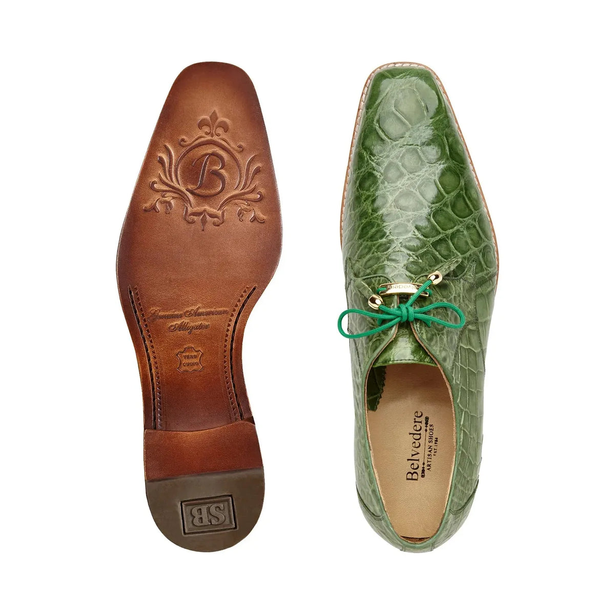 Belvedere Alligator Belt Pistachio - Luxury Leather Shoe