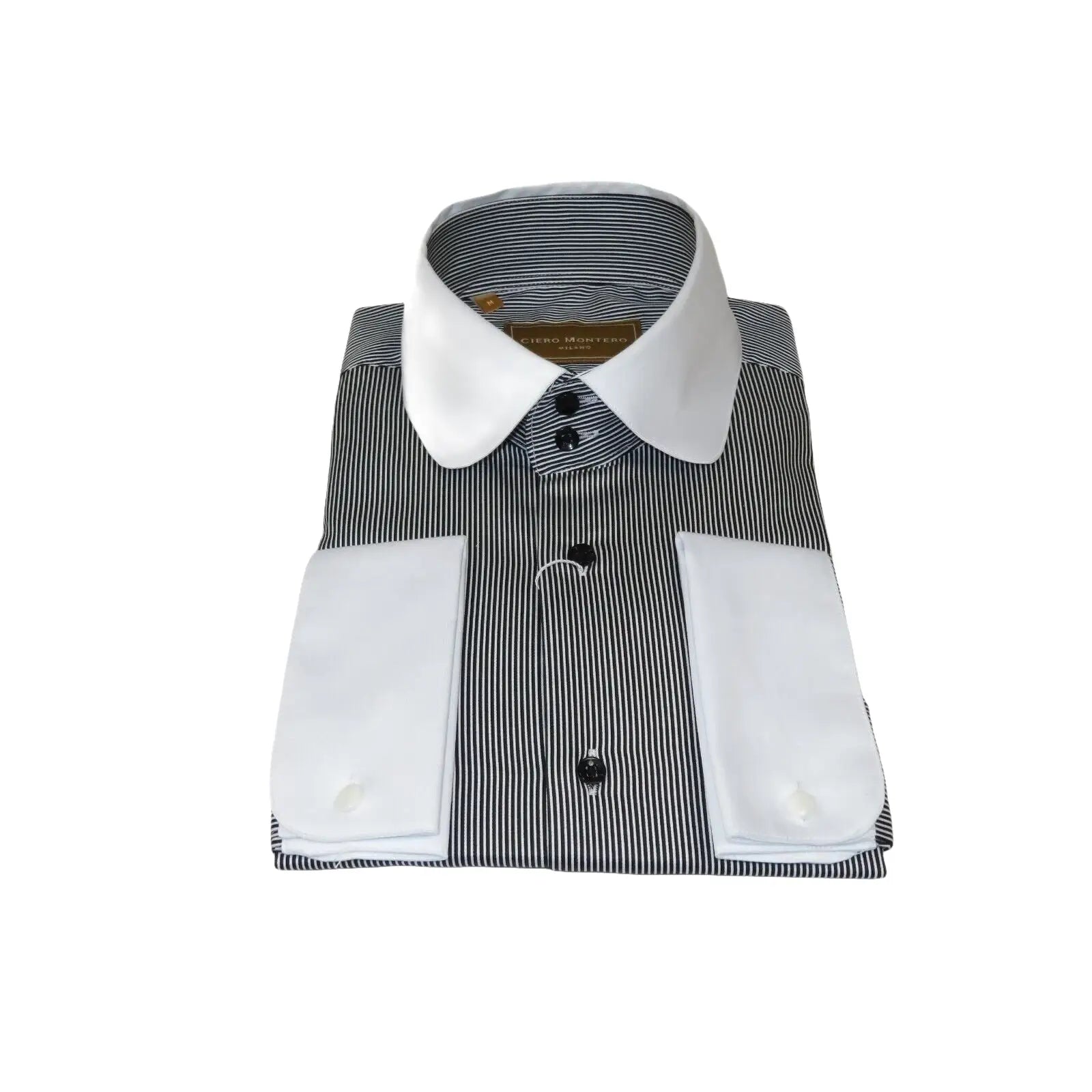 Men 100% Cotton Dress Shirt CIERO MONTERO Turkey 1A99 - 01 White Black Slim Fit - J.Valintin Men's Wear Legend - 101027