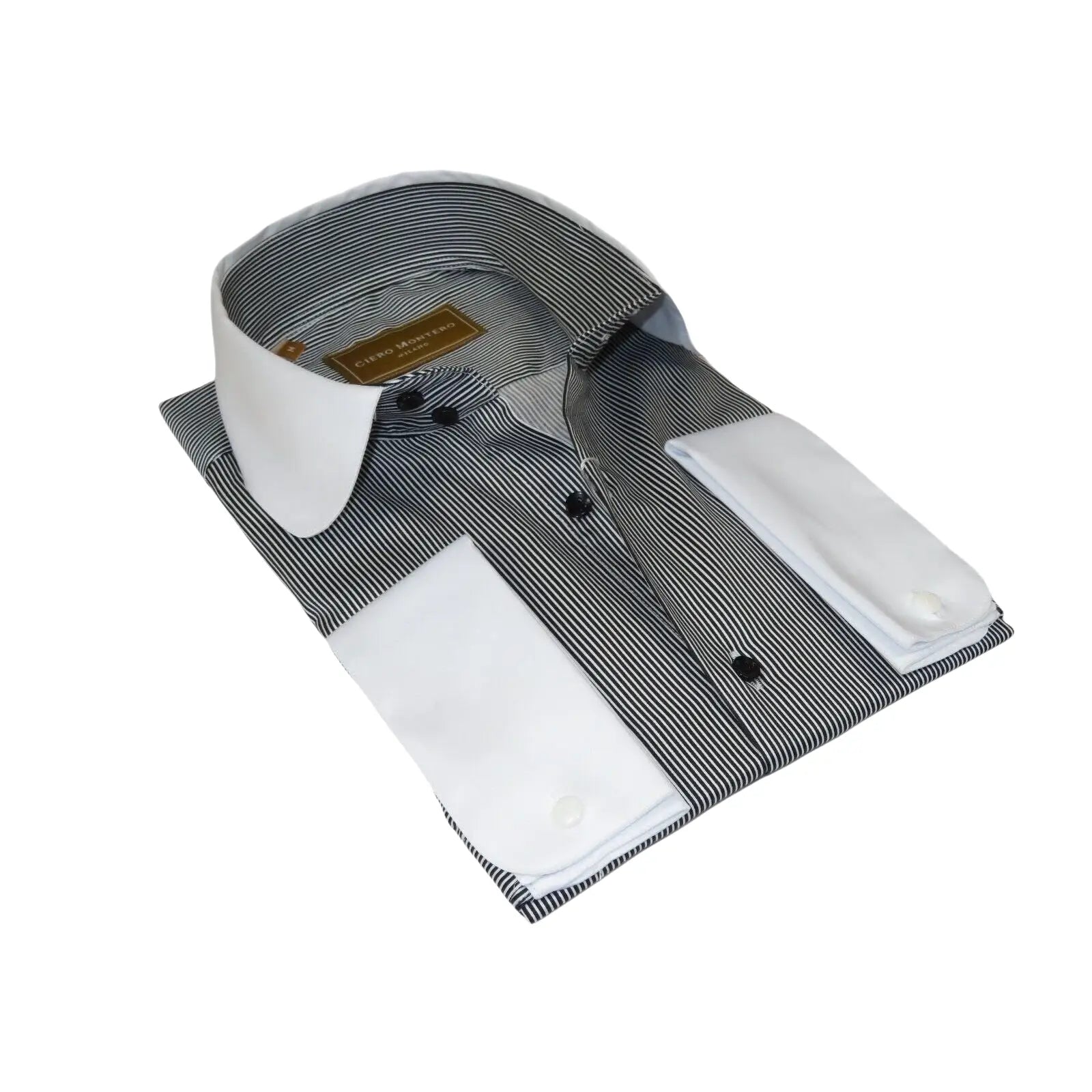 Men 100% Cotton Dress Shirt CIERO MONTERO Turkey 1A99 - 01 White Black Slim Fit - J.Valintin Men's Wear Legend - 101027