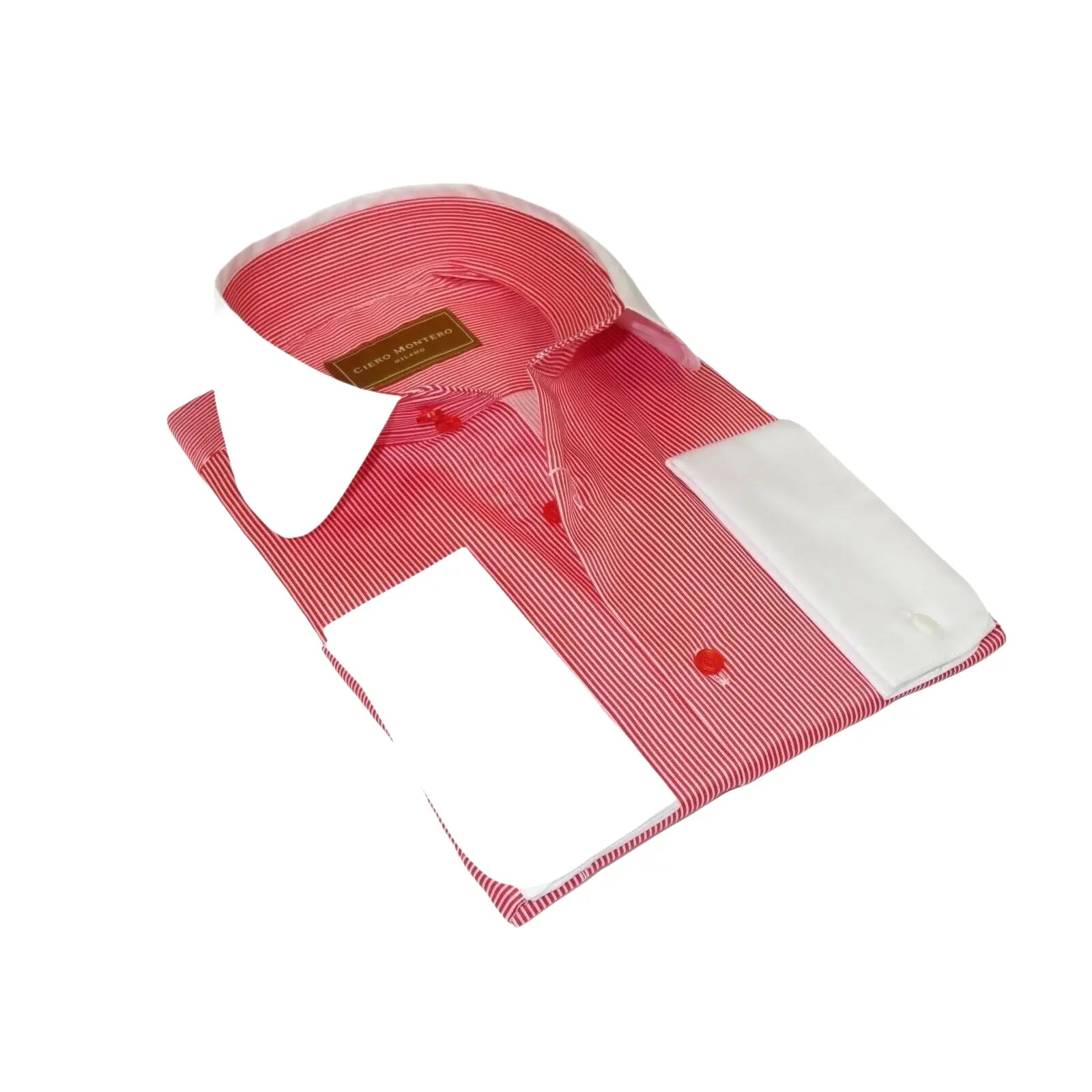 Men 100% Cotton Dress Shirt CIERO MONTERO Turkey 1A99 - 53 White Red Slim Fit - J.Valintin Men's Wear Legend - 101031