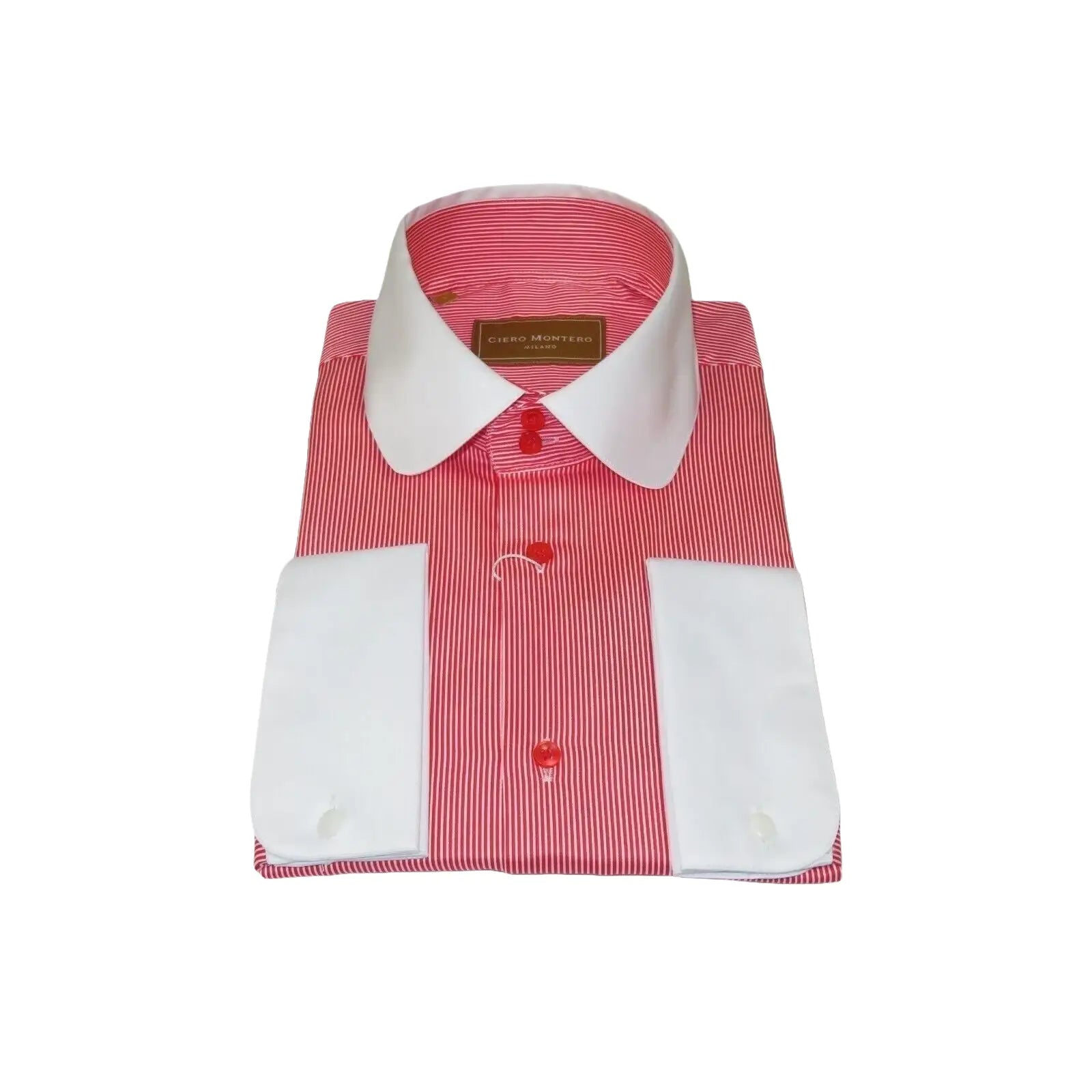 Men 100% Cotton Dress Shirt CIERO MONTERO Turkey 1A99 - 53 White Red Slim Fit - J.Valintin Men's Wear Legend - 101031