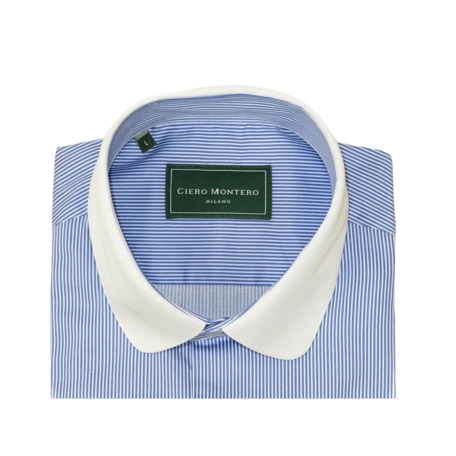 Men 100% Cotton Dress Shirt CIERO MONTERO Turkey 1A99 - 76 White Blue Slim Fit - J.Valintin Men's Wear Legend - 101023