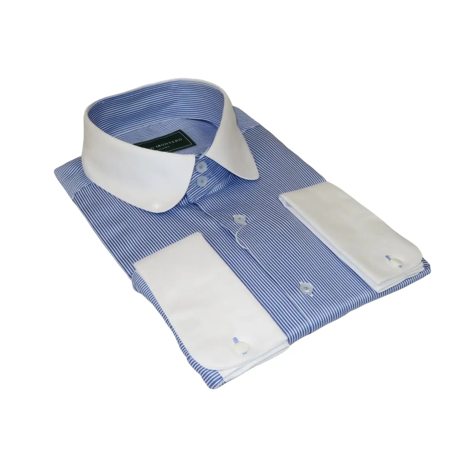 Men 100% Cotton Dress Shirt CIERO MONTERO Turkey 1A99 - 76 White Blue Slim Fit - J.Valintin Men's Wear Legend - 101023