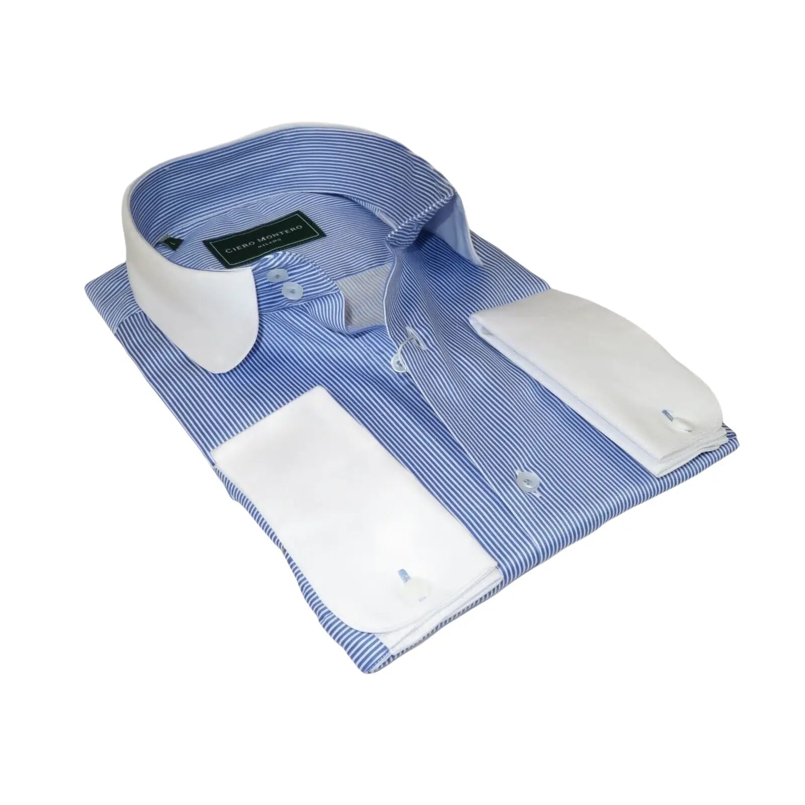 Men 100% Cotton Dress Shirt CIERO MONTERO Turkey 1A99 - 76 White Blue Slim Fit - J.Valintin Men's Wear Legend - 101023