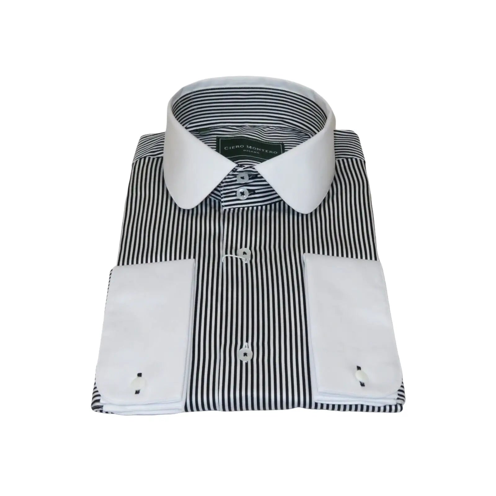 Men 100% Cotton Dress Shirt CIERO MONTERO Turkey 1f94 - 06 White black Slim Fit - J.Valintin Men's Wear Legend - 101035