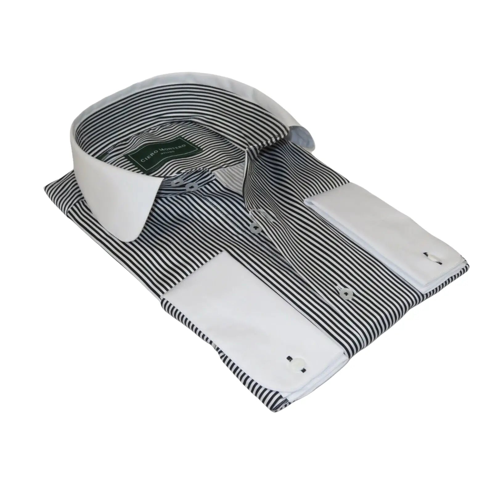 Men 100% Cotton Dress Shirt CIERO MONTERO Turkey 1f94 - 06 White black Slim Fit - J.Valintin Men's Wear Legend - 101035