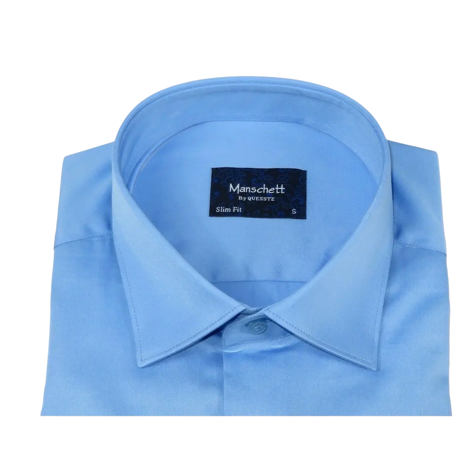 Men 100% Sateen Cotton Shirt Manschett Quesste Turkey Slim Fit 4010 - 05 Med Blue - J.Valintin Men's Wear Legend - 96819