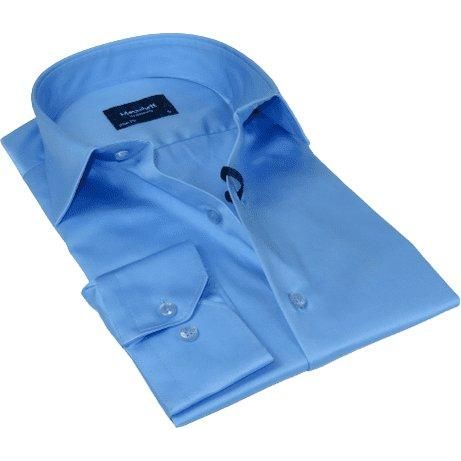 Manschett by Quesste Men 100% Sateen Cotton Shirt Manschett Quesste Turkey Slim Fit 4010-05 Med Blue Manschett by Quesste Men 100% Sateen Cotton Shirt Manschett Quesste Turkey Slim Fit 4010-05 Med Blue