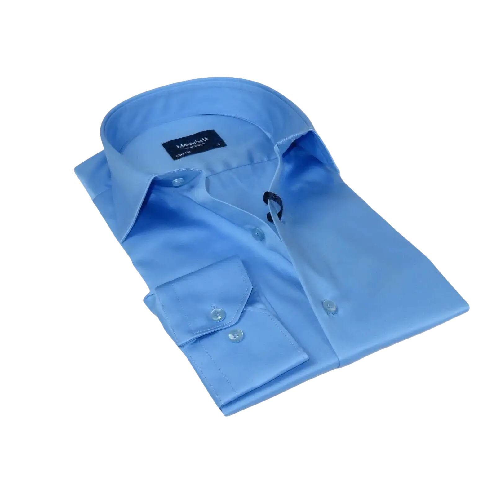 Men 100% Sateen Cotton Shirt Manschett Quesste Turkey Slim Fit 4010 - 05 Med Blue - J.Valintin Men's Wear Legend - 96819