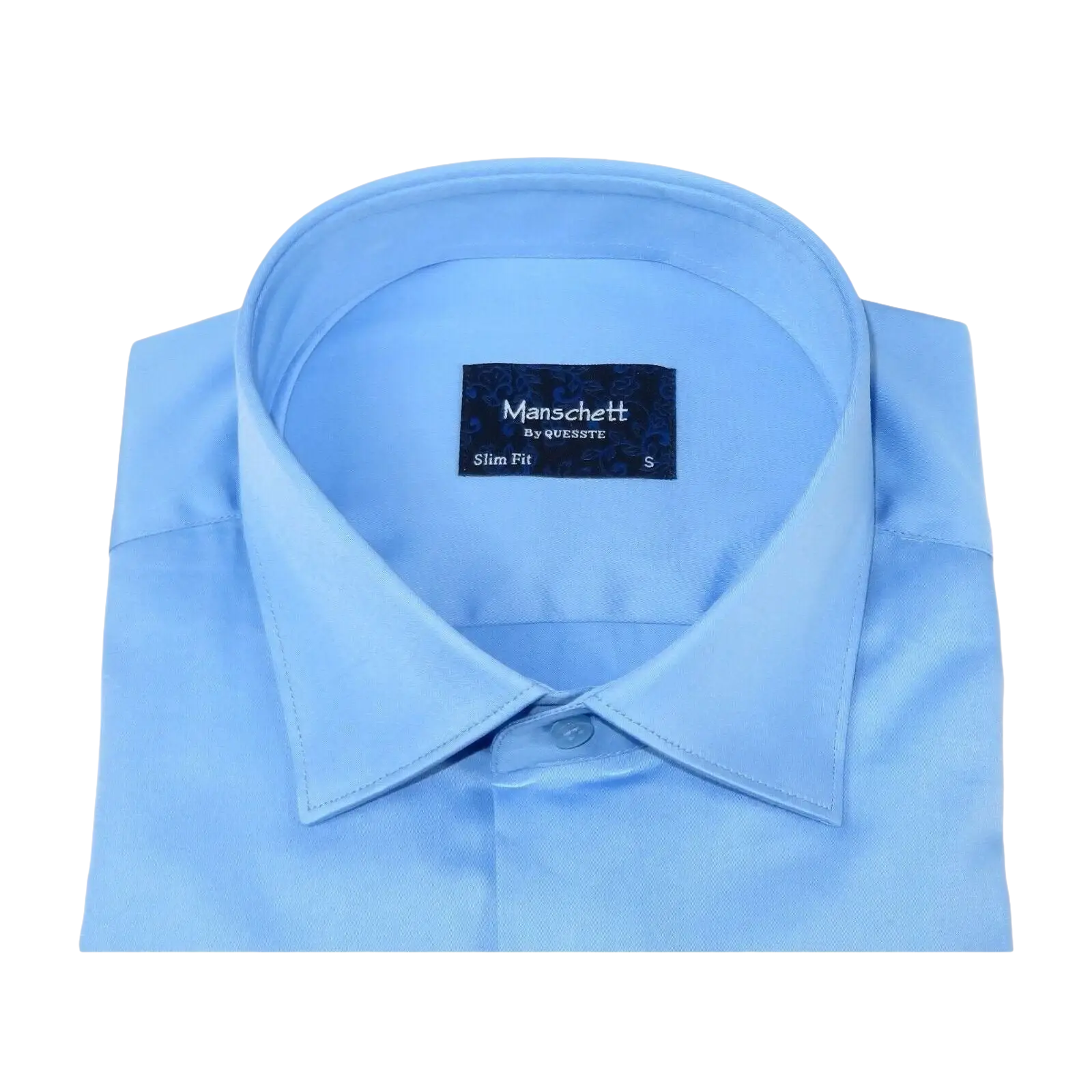 Men 100% Sateen Cotton Shirt Manschett Quesste Turkey Slim Fit 4010 - 05 Med Blue - J.Valintin Men's Wear Legend - 96819